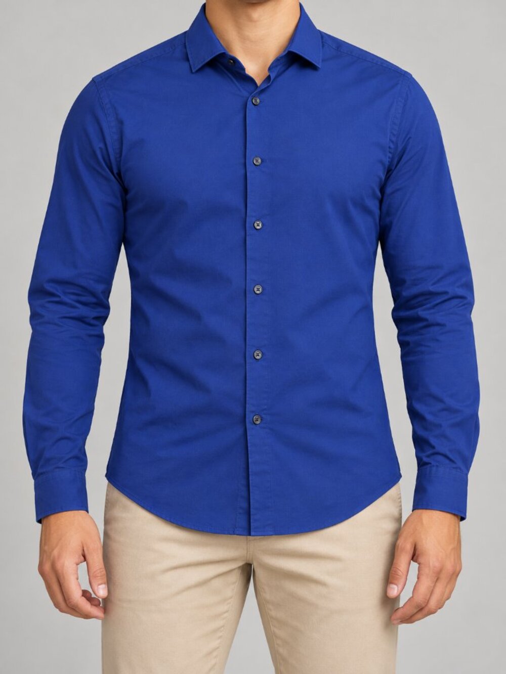 Express 1MX Limited Edition Blue Cotton Stretch Fitted Shirt Size S